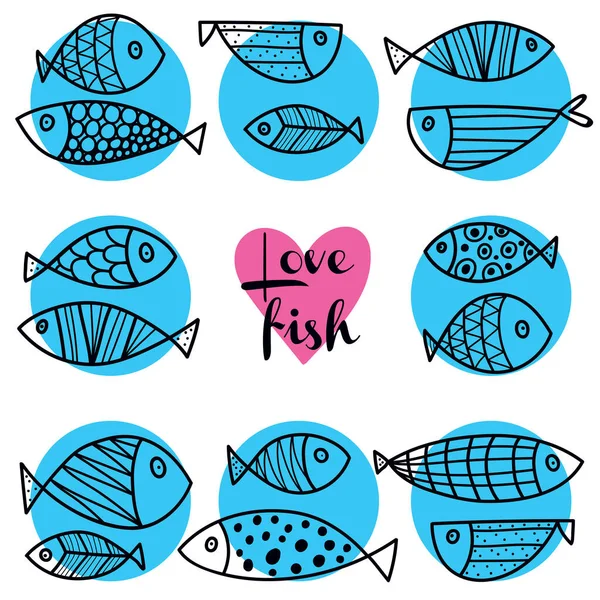 Cute Fish Card Sea Motif — Stock Vector