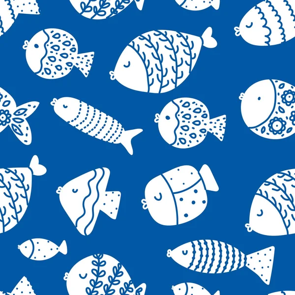 Cute Fish Kids Background Seamless Pattern Can Used Textile Industry — Stock Vector