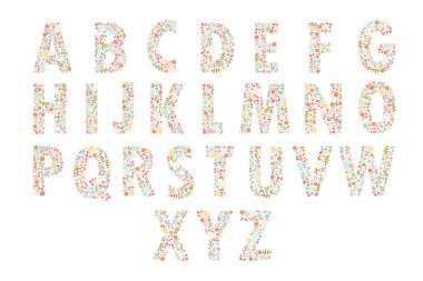 Renkli noktalı alfabe, vektör çizimi 