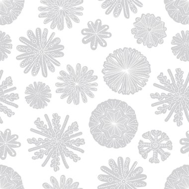 Altın dekoratif kar taneleri olan tatlı, pürüzsüz bir kış deseni..