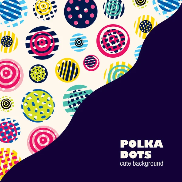 Vector Frame Met Kleurrijke Decoratieve Polka Dots Trendy Stijl Met — Stockvector