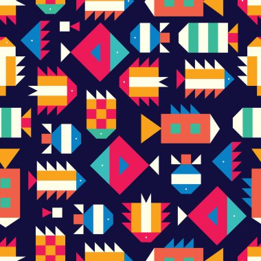 Şirin balık. Çocuk geçmişi. Kusursuz desen. Tekstil endüstrisinde, kağıt, arkaplanda, koleksiyon defterinde kullanılabilir.