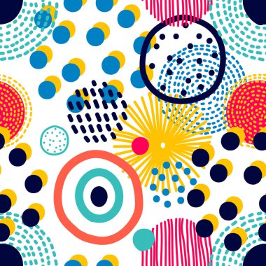Kusursuz desen, benekli kumaş, duvar kağıdı, vektör. Neşeli polka nokta vektörsüz desen. Tekstil endüstrisinde, kağıt, arkaplanda, koleksiyon defterinde kullanılabilir.