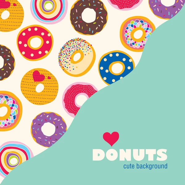 Donuts Amor Linda Tarjeta — Vector de stock