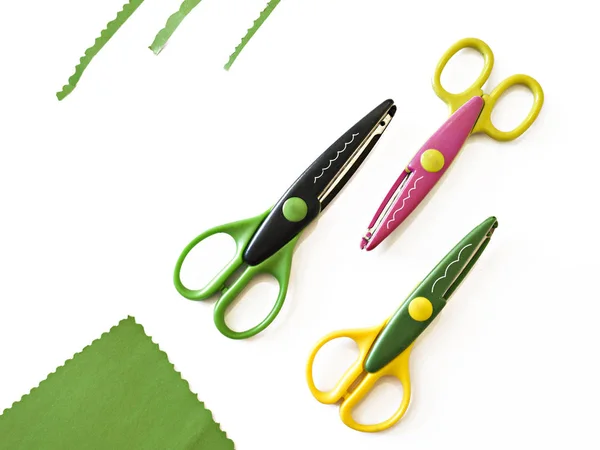 Colorful Curly Scissors White Background — Stock Photo, Image