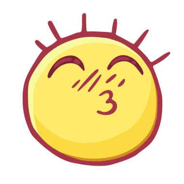 Emoji emoticons simgesi, gülen gözlerin kapalı ve allık, renkli öp