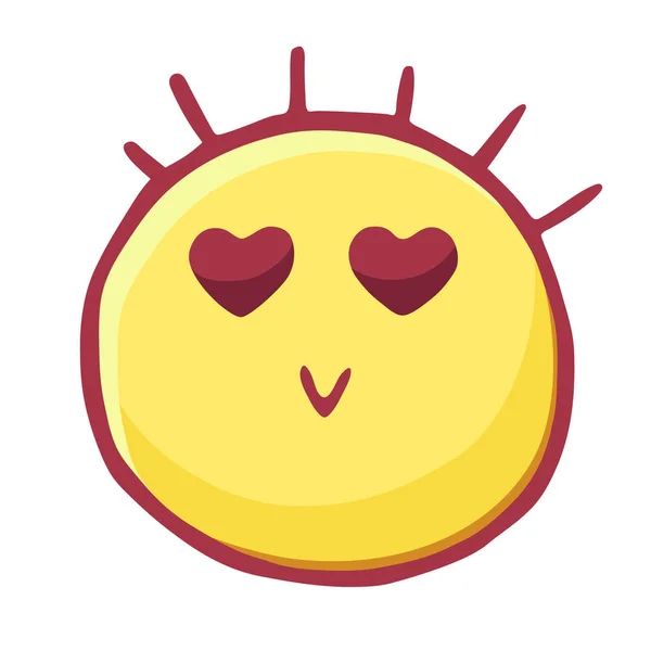 Emoticones de colores icono con corazones en los ojos - emoji amor y coquetea — Vector de stock
