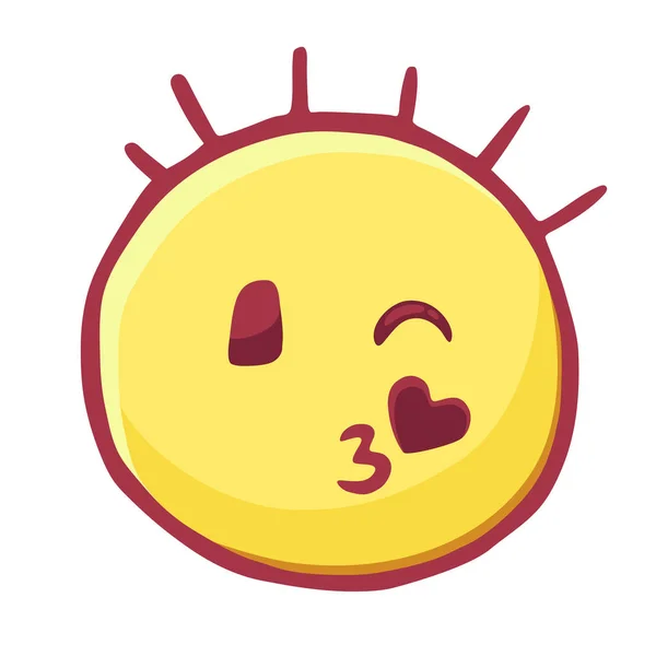 Emoticones de colores icono, guiños sonrientes, emoji beso de aire — Vector de stock