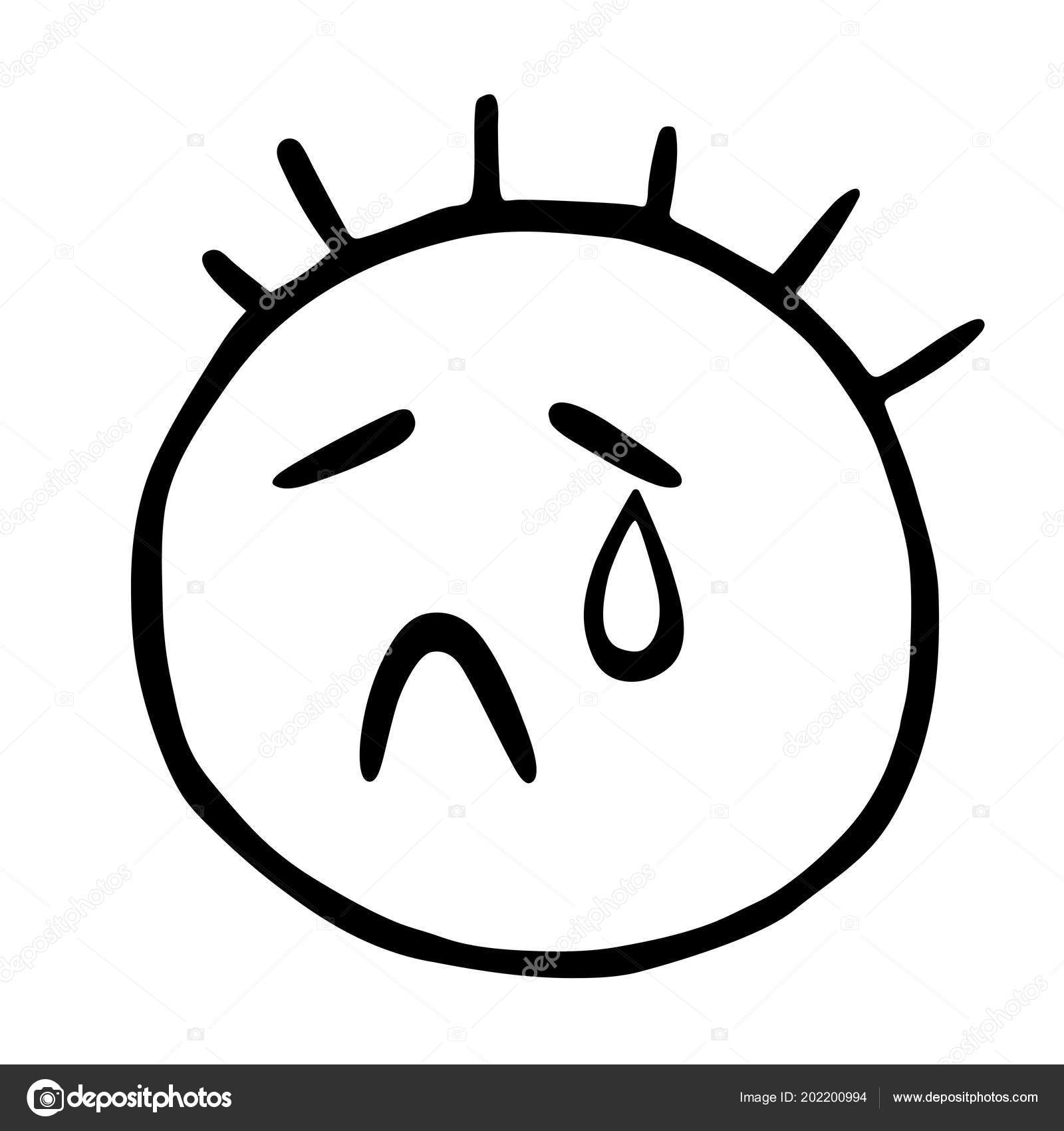 Chorando Emoji Triste Com Cabelo Engraçado Emoticon Simples Fundo