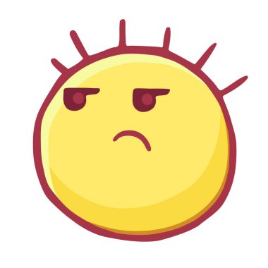 İfadeler simgesi renkli, gülen yüz görünüyor, ağzından, rahatsız emoji kavisli