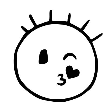 Satırı ifadeleri simgesi, gülen yüz göz kırpmalar, hava öpücük emoji