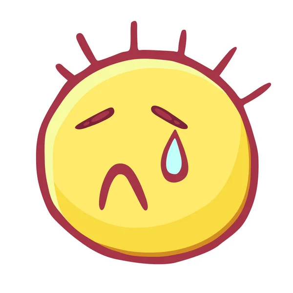 Emoticones de colores icono con los ojos cerrados y una lágrima, Emoji llorando una cara — Vector de stock