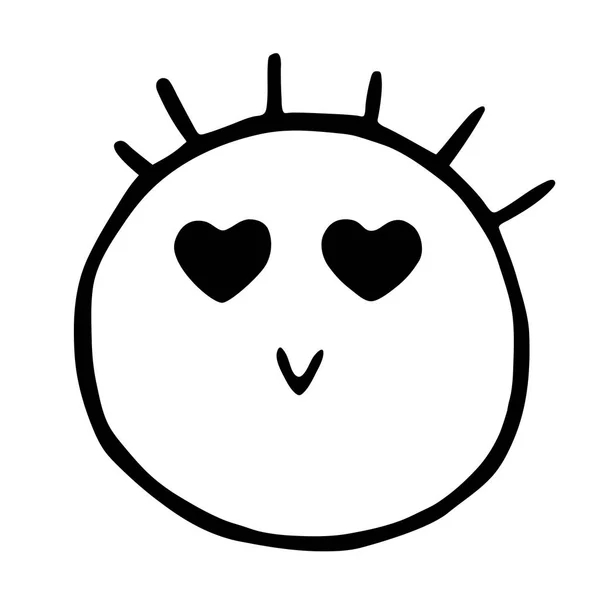 Linea emoticon icona con il cuore negli occhi - emoji amore e flirta — Vettoriale Stock