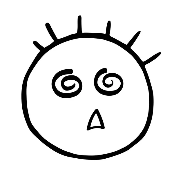 Linea emoticon icona, occhi a spirale faccina sorridente, vertigini emoji — Vettoriale Stock