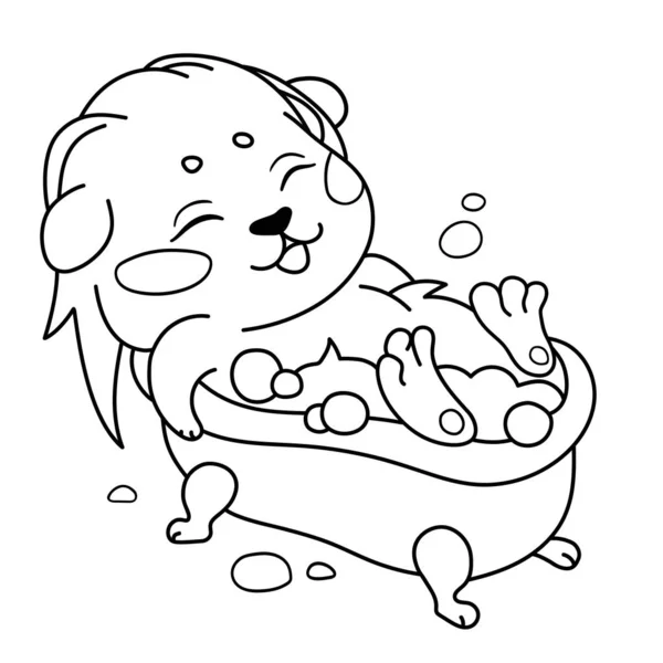 Funny cavy badar i ett bad med skum-uttryckssymbol avslappning, semester emoji. — Stock vektor