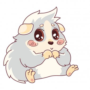 Birlikte pençeleri ile oturan pembe yanakları ile Utangaç cavy - utanç emoji.