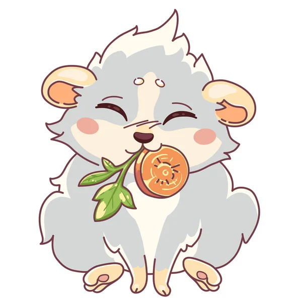 Komik kavy havuç ve yeşillik yiyor.