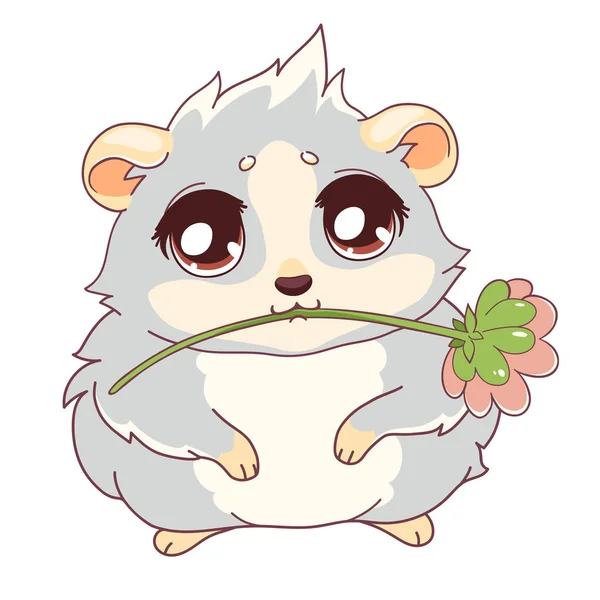 Cavy con una flor - emoticonos icono regalo, regalo emoji . — Vector de stock