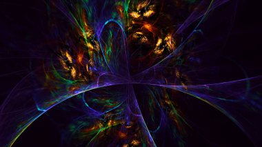 Soyut fraktal ışık arkaplanı 3 boyutlu oluşturuluyor