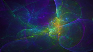 Soyut fraktal ışık arkaplanı 3 boyutlu oluşturuluyor