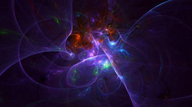 Soyut fraktal ışık arkaplanı 3 boyutlu oluşturuluyor