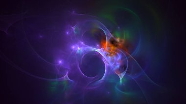 Soyut fraktal ışık arkaplanı 3 boyutlu oluşturuluyor