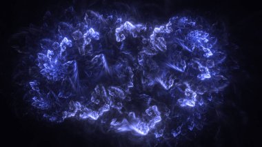 Soyut mavi fraktal ışık arkaplanı 3 boyutlu oluşturuluyor