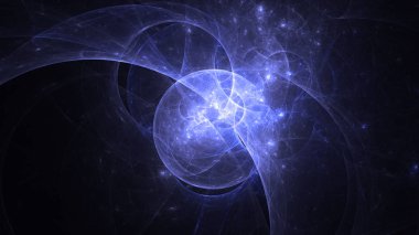 Soyut mavi fraktal ışık arkaplanı 3 boyutlu oluşturuluyor