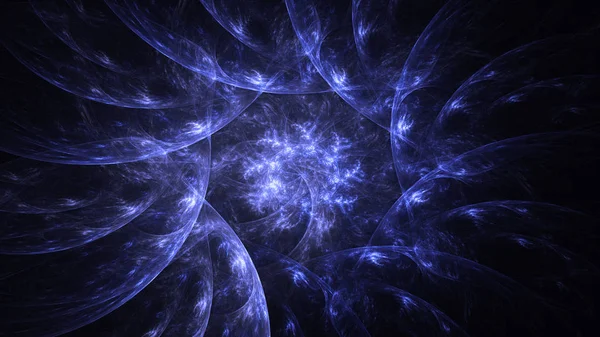 Soyut mavi fraktal ışık arkaplanı 3 boyutlu oluşturuluyor