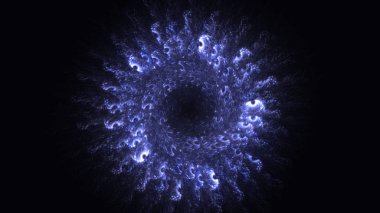 Soyut mavi fraktal ışık arkaplanı 3 boyutlu oluşturuluyor