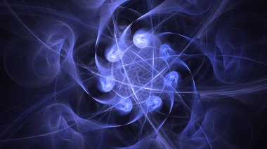 Soyut mavi fraktal ışık arkaplanı 3 boyutlu oluşturuluyor