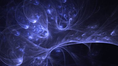 Soyut mavi fraktal ışık arkaplanı 3 boyutlu oluşturuluyor