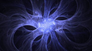 Soyut mavi fraktal ışık arkaplanı 3 boyutlu oluşturuluyor