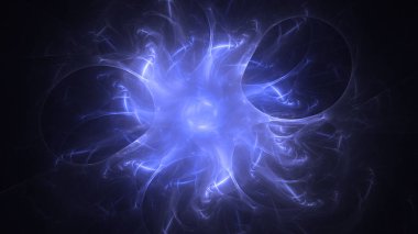 Soyut mavi fraktal ışık arkaplanı 3 boyutlu oluşturuluyor