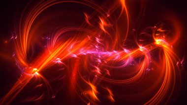 Soyut kırmızı fraktal ışık arkaplanı 3 boyutlu oluşturuluyor