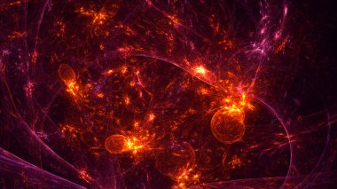 Soyut kırmızı fraktal ışık arkaplanı 3 boyutlu oluşturuluyor