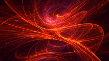 Soyut kırmızı fraktal ışık arkaplanı 3 boyutlu oluşturuluyor