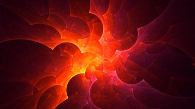 Soyut kırmızı fraktal ışık arkaplanı 3 boyutlu oluşturuluyor