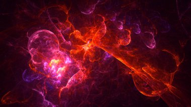 Soyut kırmızı fraktal ışık arkaplanı 3 boyutlu oluşturuluyor