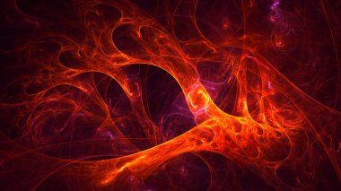 Soyut kırmızı fraktal ışık arkaplanı 3 boyutlu oluşturuluyor