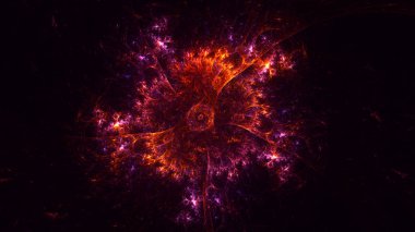 Soyut kırmızı fraktal ışık arkaplanı 3 boyutlu oluşturuluyor