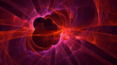 Soyut kırmızı fraktal ışık arkaplanı 3 boyutlu oluşturuluyor