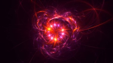 Soyut kırmızı fraktal ışık arkaplanı 3 boyutlu oluşturuluyor