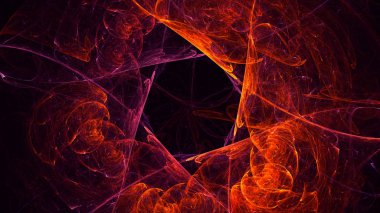 Soyut kırmızı fraktal ışık arkaplanı 3 boyutlu oluşturuluyor