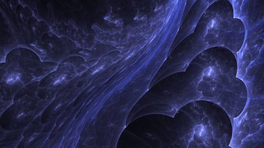 Soyut mavi fraktal ışık arkaplanı 3 boyutlu oluşturuluyor