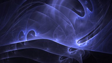 Soyut mavi fraktal ışık arkaplanı 3 boyutlu oluşturuluyor