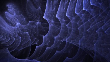 Soyut mavi fraktal ışık arkaplanı 3 boyutlu oluşturuluyor