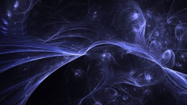 Soyut mavi fraktal ışık arkaplanı 3 boyutlu oluşturuluyor