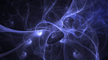 Soyut mavi fraktal ışık arkaplanı 3 boyutlu oluşturuluyor