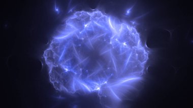 Soyut mavi fraktal ışık arkaplanı 3 boyutlu oluşturuluyor